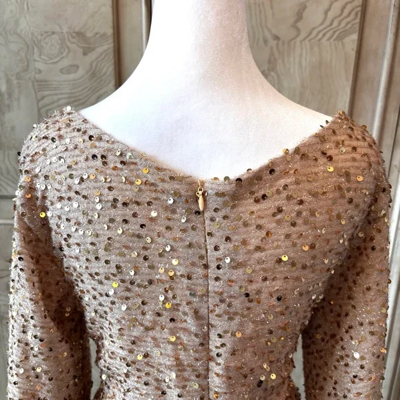 NEW Gold Prom Dress, Gold Dress, Gold Maxi Dress, Sequin Dress, Size 14/Large - Picture 6 of 11